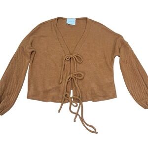 Sadie & Sage‎ Front Tie Cardigan Drop Shoulder XS Brown Fall